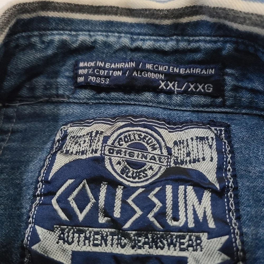Coliseum Authentic jeans co.Blue Striped denim  Men's Shirt sz.XXL